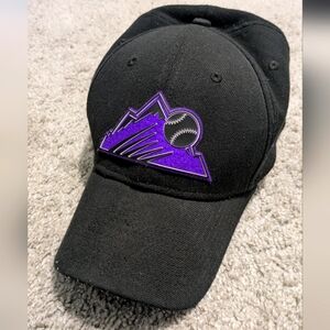 Colorado Rockies MLB Baseball New Era Black Hat with Purple Logo L/XL